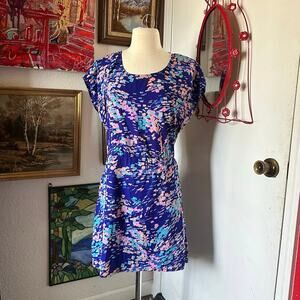 passport blue pink short sleeve mini dress